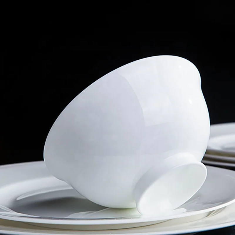 Dubai Restaurant Wares Holiday Dishes Jingdezhen 52 56 58 pcs Porcelain Ceramic Plate White Bone China Tableware