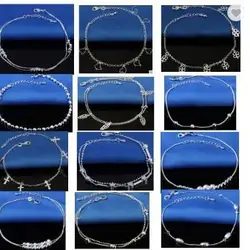 Silver Star Cross Heart Beadas Pendant Chain Anklet Bracelet Barefoot Anklets