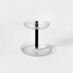 Wholesale Plastic Girls Bathroom Desktop Cosmetic Storage Double-layer Tray Round Shelf Jewelry Rack