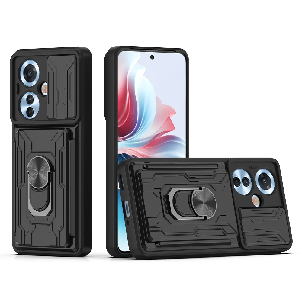 Shockproof Phone Case For OPPO Reno 12 11F 11 10 9 8 Pro 5G Cover Capas New Ring Holder Magnetic Armor Case For Reno 11F Fundas