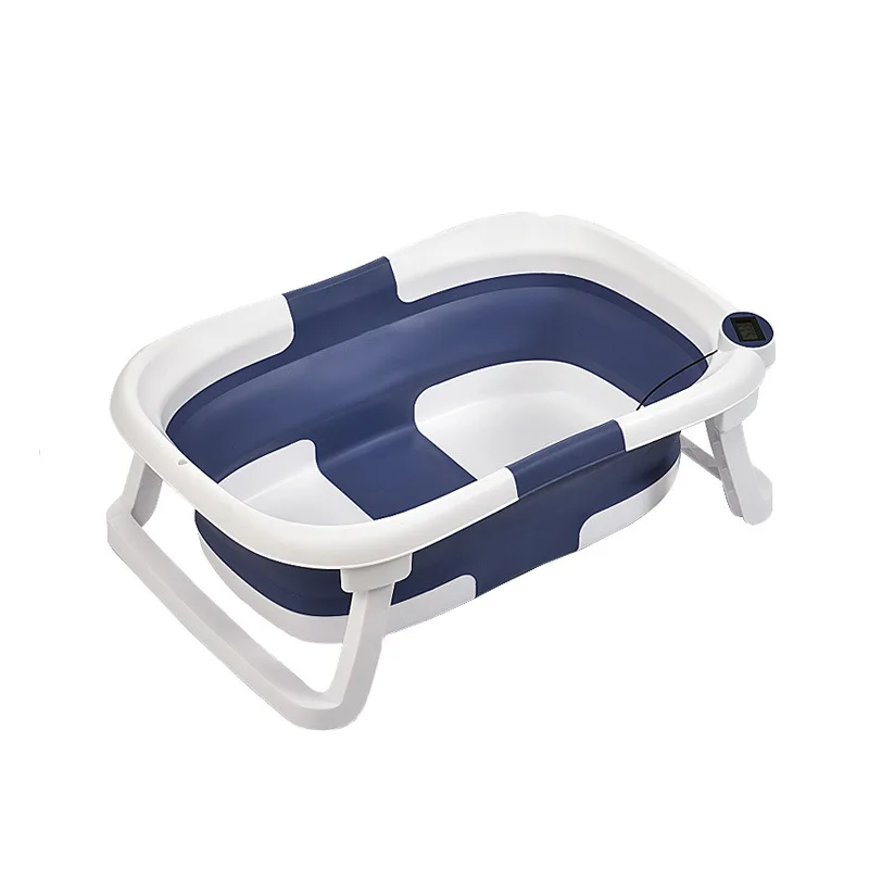 New Product Small Plastic Foldable Infant Bathtub Baby Bath Tubs Set For Kids Children With Temperature Net Mat Cushion