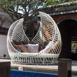 Outdoor Pool Side Furniture Rattan Garden Daybed Sofa