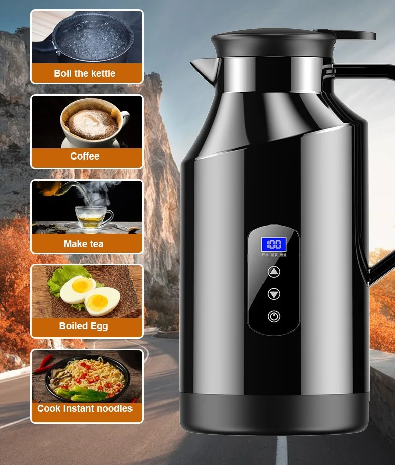Car kettle large capacity 12v24v car universal electric kettle insulation boil water fast boiling kettle stanley cup