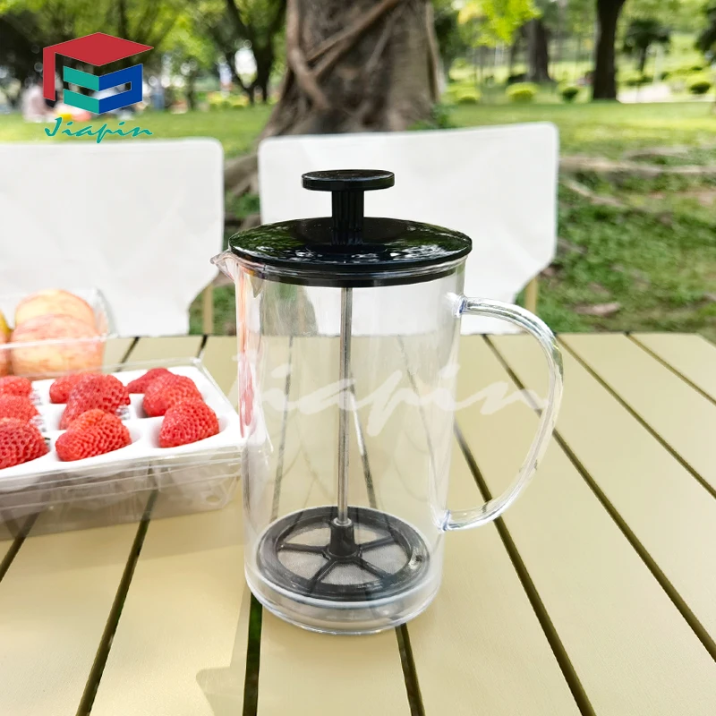 Plastic Filter Black Cafe Tea Maker Prensa French Press Coffee Maker Hot 600ml milk pitcher with lid for camping