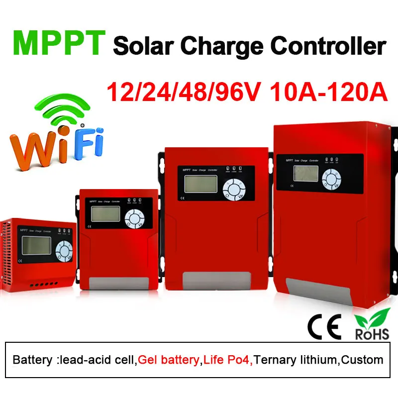 YINEN Factory MPPT Solar Charge Controller Smart Regulator 10A 20A 12V 24V High Quality RS485 WIFI LCD