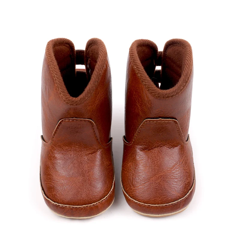 2024 hot selling classical cowboy style cute little boots high quality soft pu anti-slip sole for 1-2 years baby prewalk