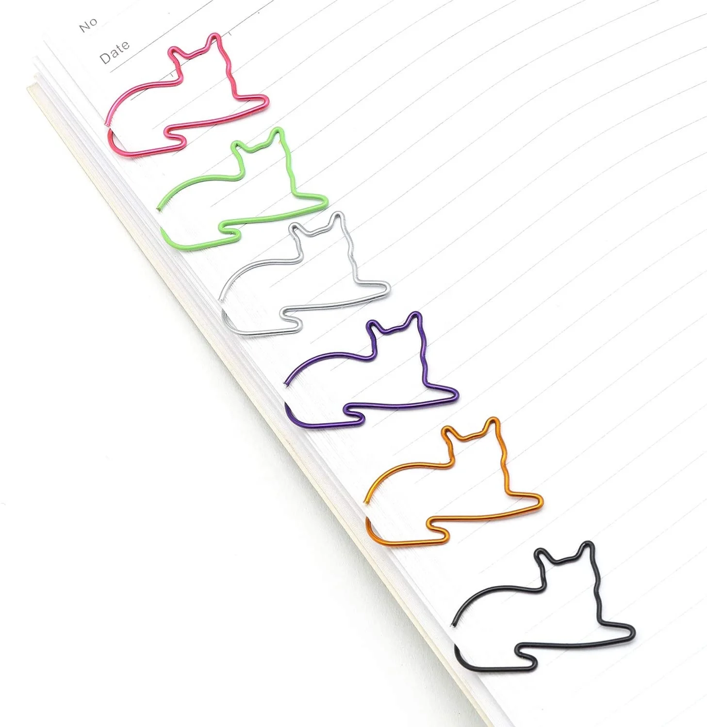 Cat Paper Clips and Silhouette Cat Shaped Sticky Notes Set Office Desk Accessories