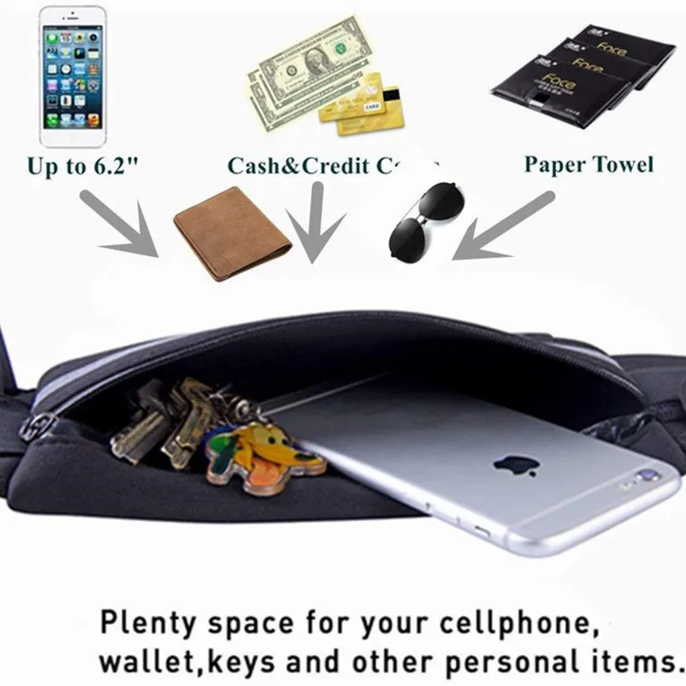 Новый ремень для бега с держателем бутылки водой сумка на двойной молнии со светоотражающей регулируемой полосой подходит телефона xs max