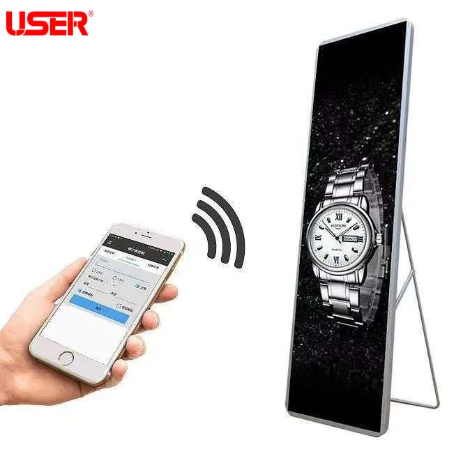 USER Shopping mall ultra thin portable p1.86 p2 p2.5 digital video advertising poster mirror screen display led poster