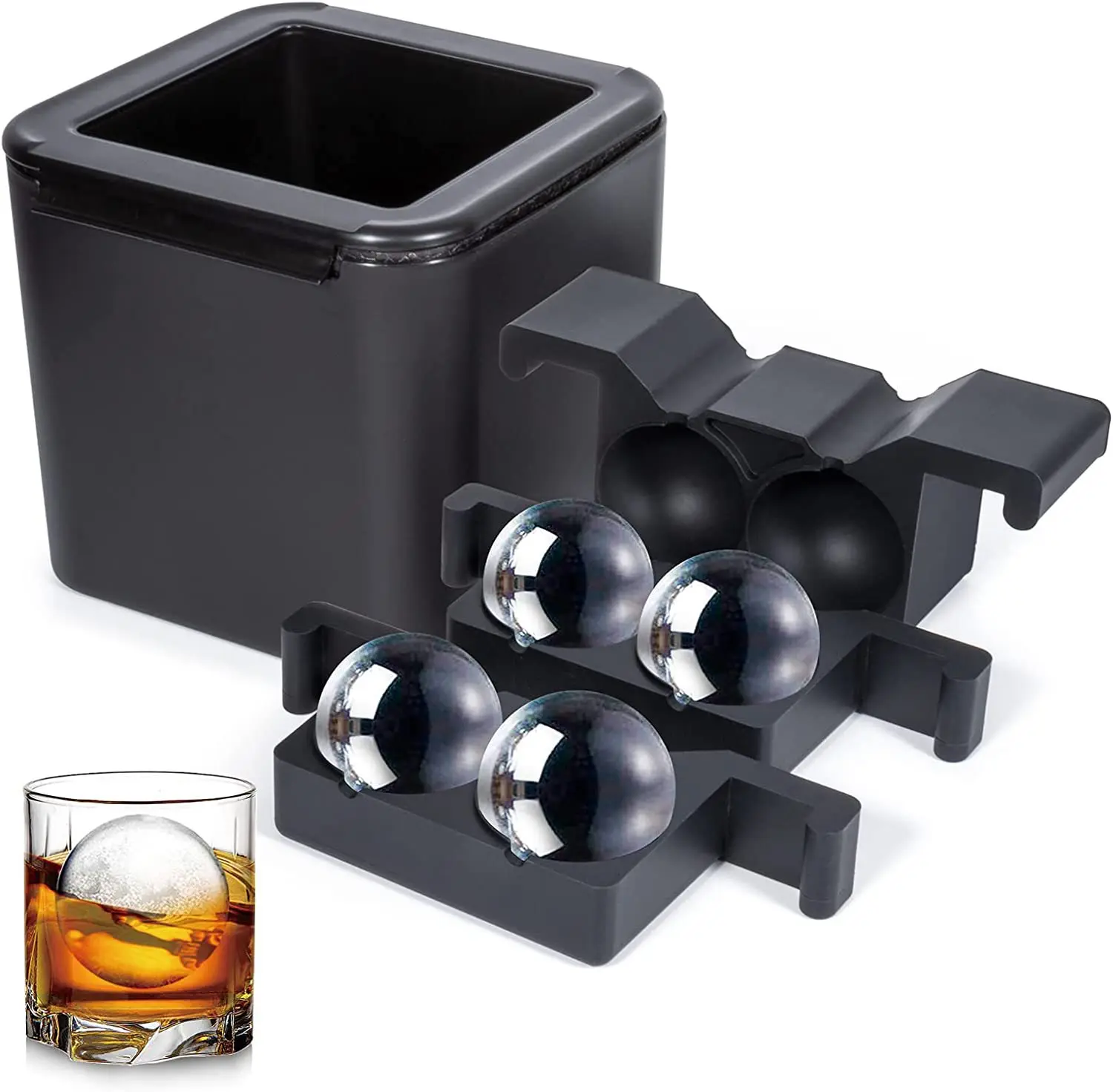 Hot BPA free  Easy released Silicone Skull shape  Clear Ice Cube Ice Ball Mold Maker with Bucket