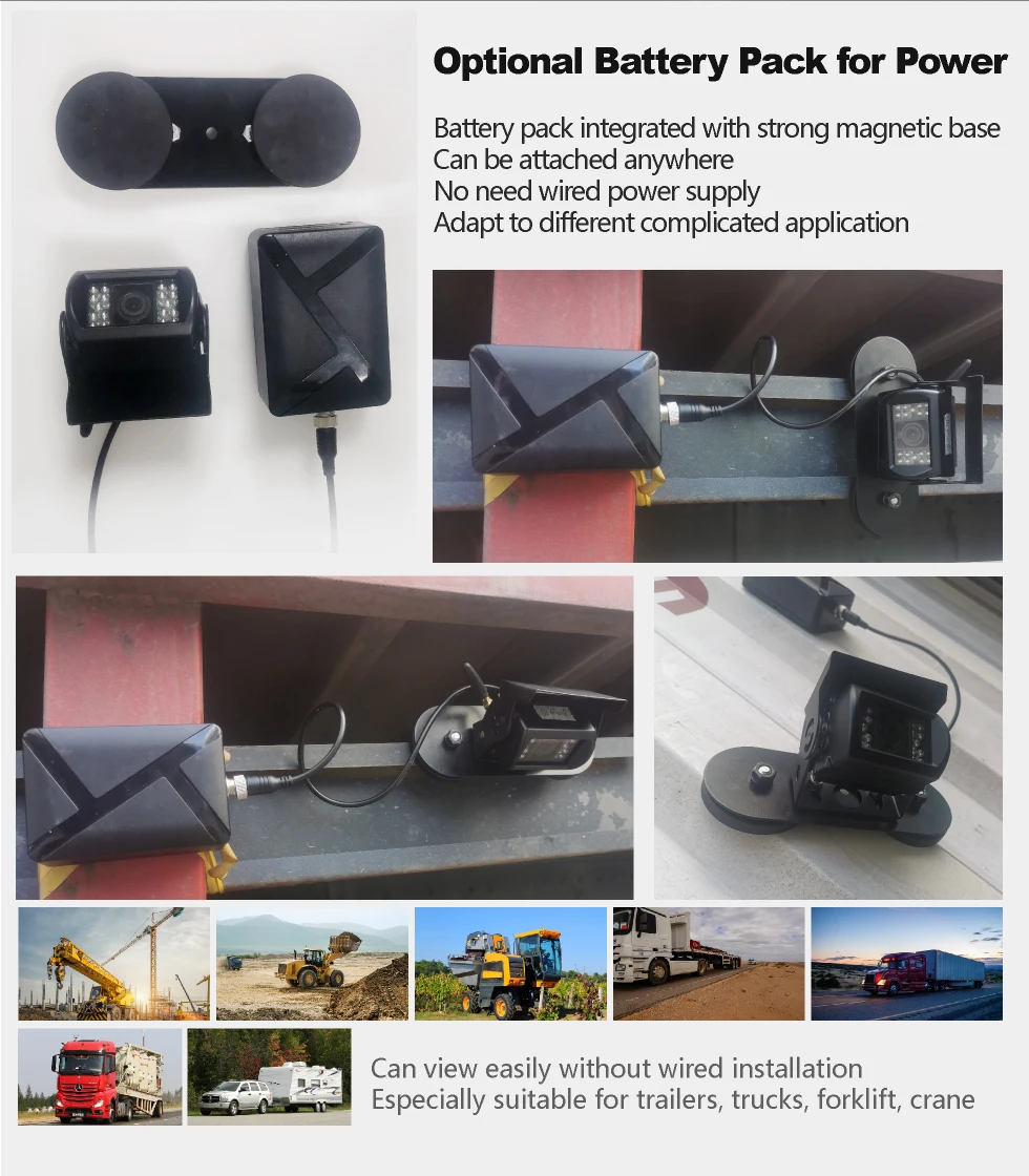 Richmor 7-Inch TFT LCD Car Monitor with 4 Camera Backup System for Truck Van Coach Bus Rearview Mirror Type Desktop Placement