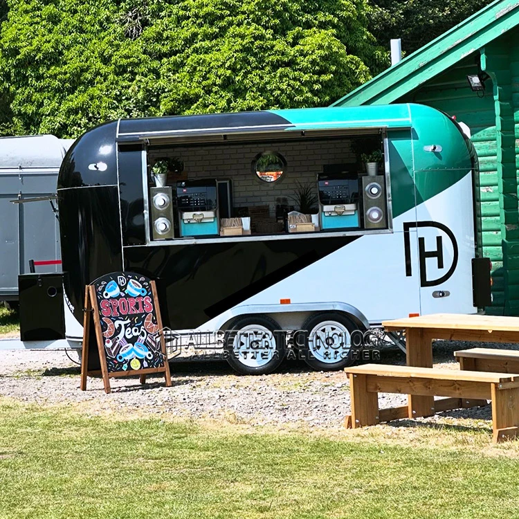 Vintage Airstream Style Concession Food Trailer With Painting Outside Airstream Food Trucks Equipped With Snacks Machines