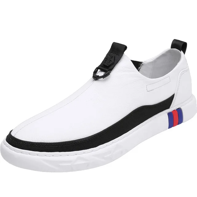 High Quality Genuine Leather Black White Mens Dress Shoes Loafers Fashion Casual Gents Dress Shoes For Boys