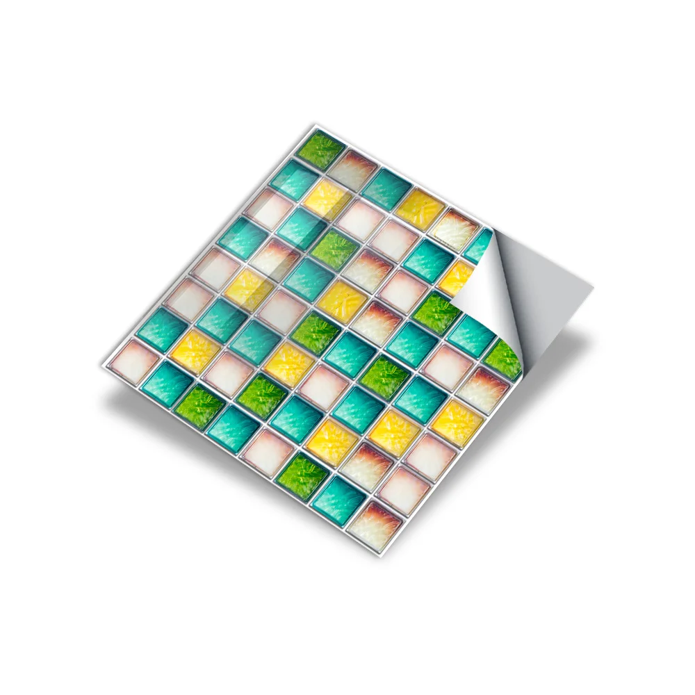 
Имитация мозаичной плитки в европейском стиле, наклейки ручной работы, самоклеящиеся обои, кухонные маслостойкие и водонепроницаемые Настенные обои 