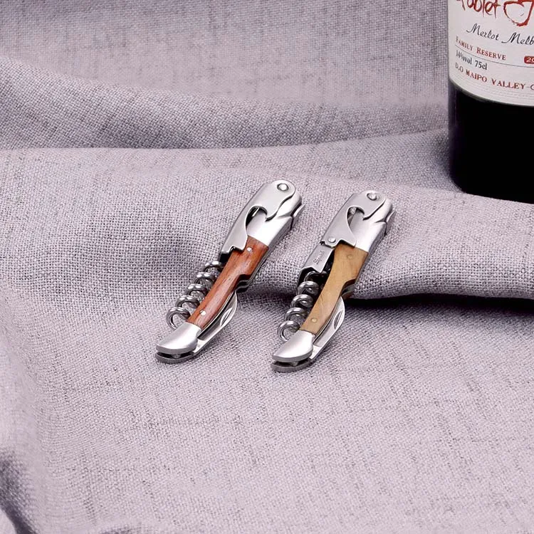 Classic corkscrew Singe Hinges Wine Corkscrew Bottle Opener rose wood handle with Foil Cutter Metal Accessory for Bar Waiters