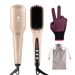 Amazon good review oxygen ionic hair brush straightener with dual 100-240V 50W and 16 heat settings for short and long hair type