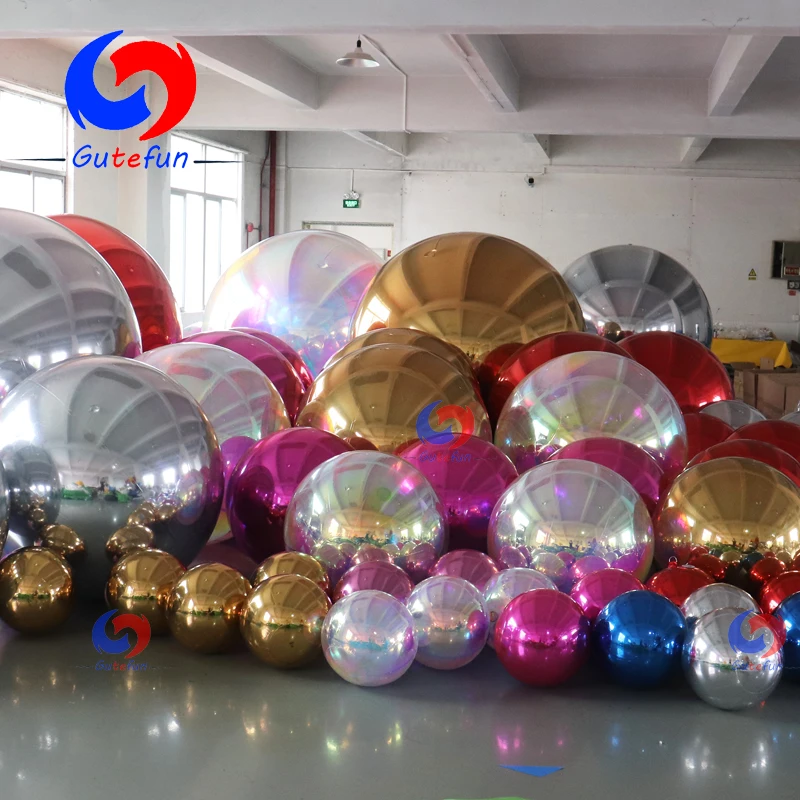 1 m to 10+ meters diameter super shiny Red, Blue, Silver, Gold, Pearl inflated Mirror Ball Inflatables for decoration