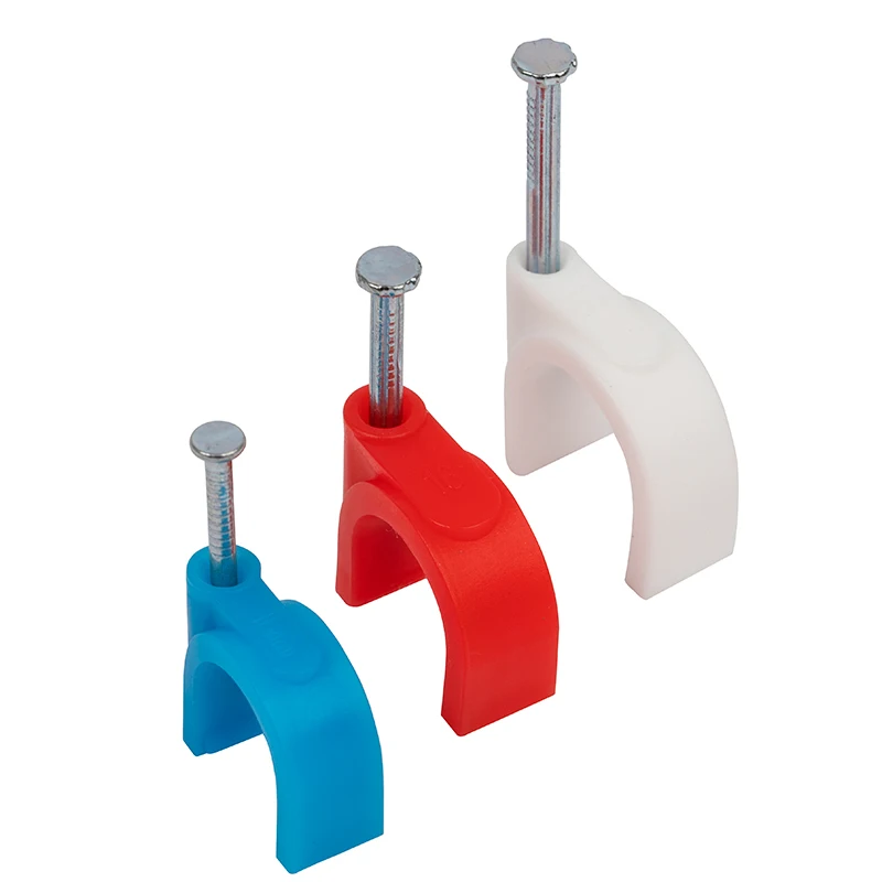 Home Office Fixing Telephone Wire on Wall Cable Clip with Nail Saddle Clamp Plastic 4mm-25mm Chcc-4mm Round Shapes 100 Pcs CHCC