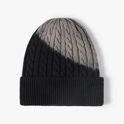 High quality women fashion plain beanie knitted custom logo men outdoor winter warm gradient tie die beanie hat