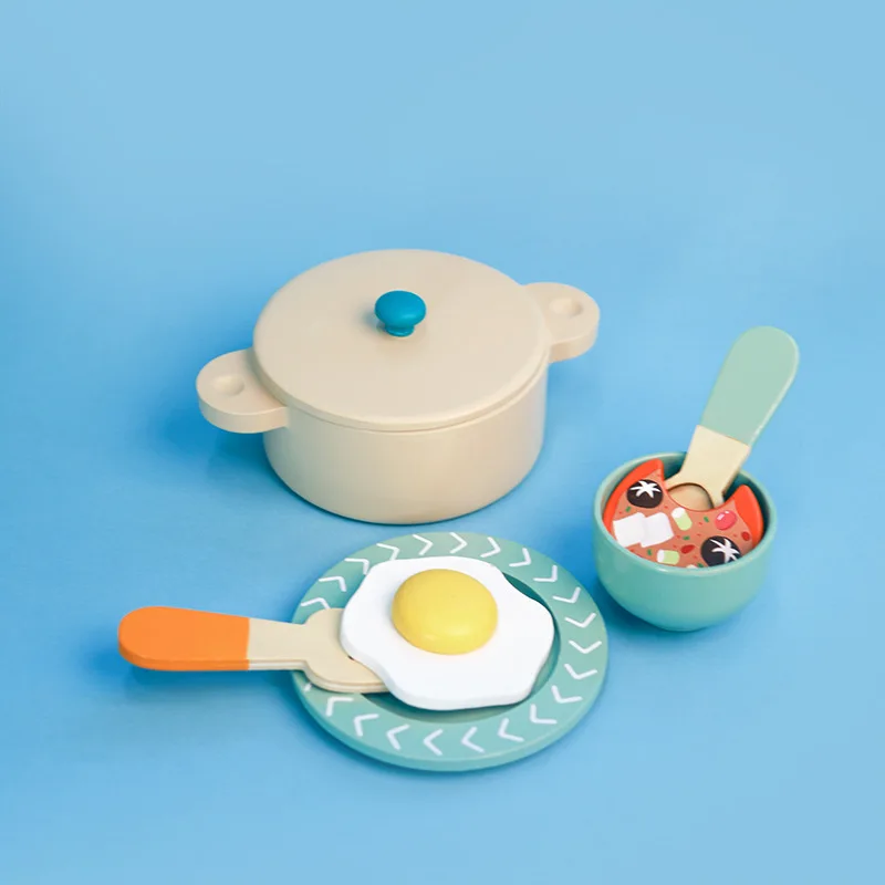 2024 kid cook toy wooden kitchen accessories toys for toddlers cooking pots and dishes pretend play game for early education