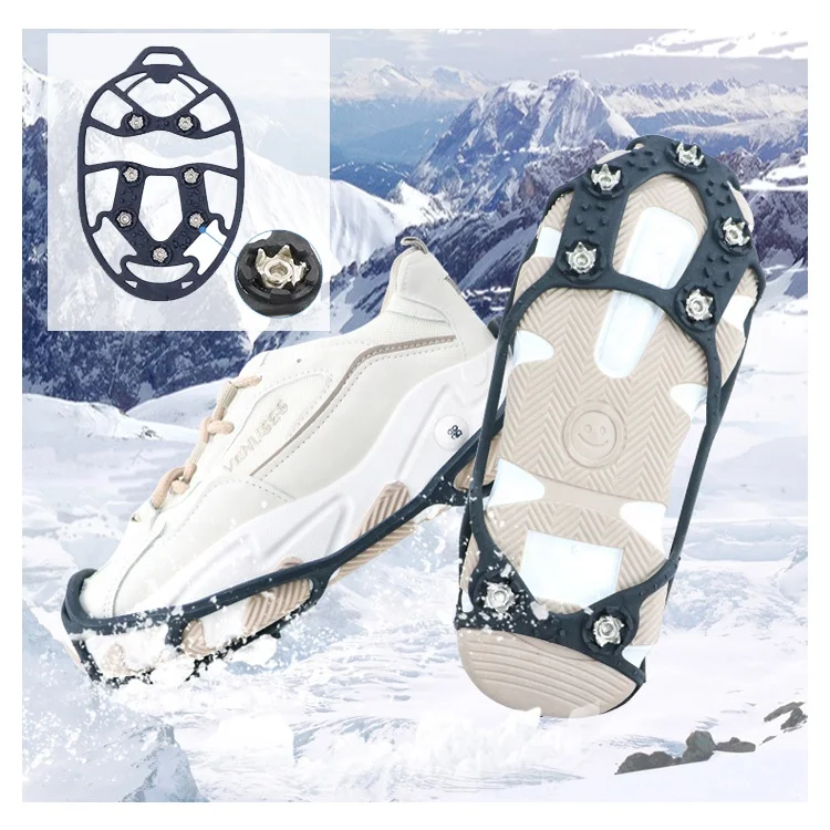 Wholesale Non-Slip Shoe Cover Ice Snow Grippers Over Shoe Boot Traction 7 Cleat Rubber Spikes Mountaineering Non-Slip Shoe Cover