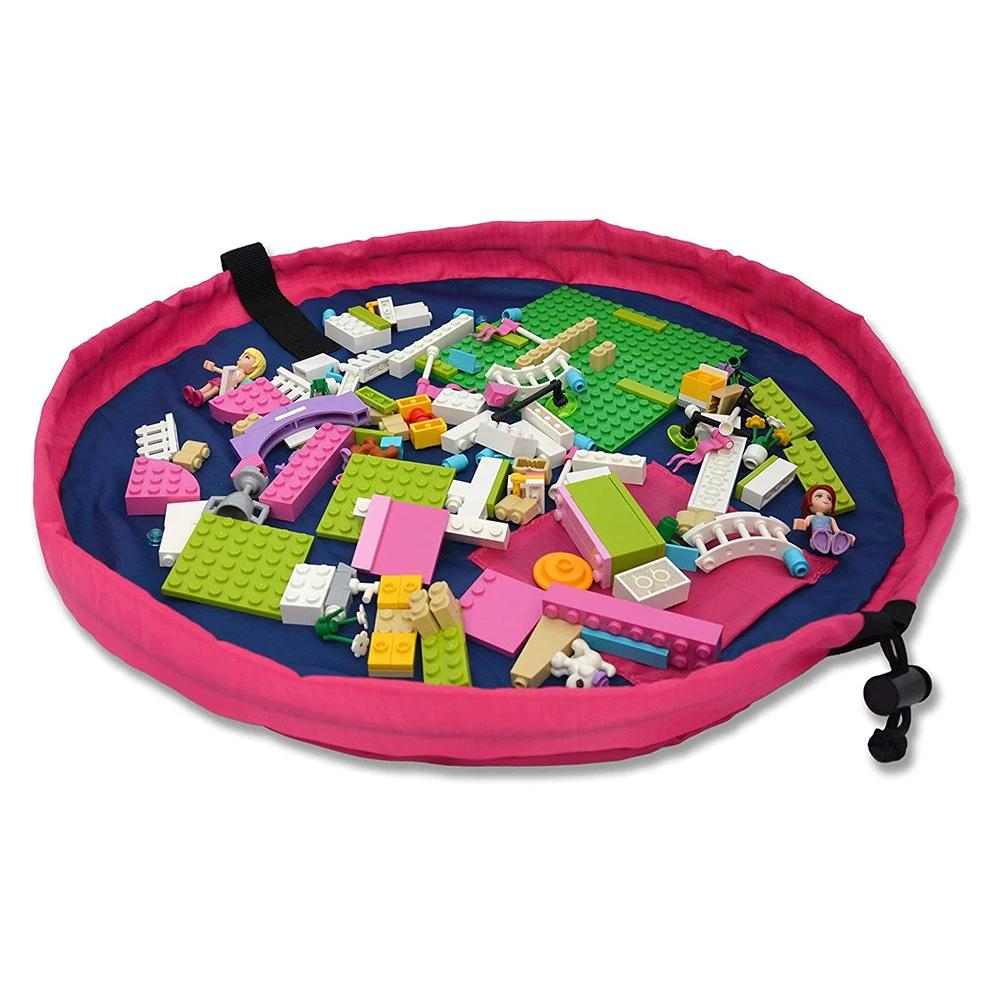 high quality small portable folding fabric kids toy storage bags with play mat