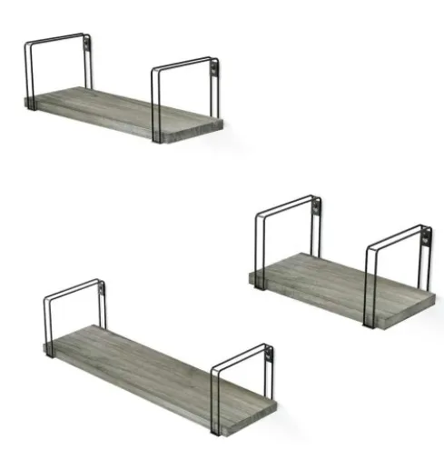 Новинка 2021, набор из 3 плавающих полок, деревянные настенные полки в деревенском стиле, настенная плавающая полка для свободной группы спальни