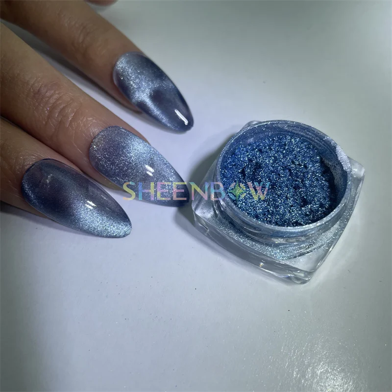 Sheenbow New Sliver Blue Magnetic 9d Cat Eye Powder For Nail Gel Polish