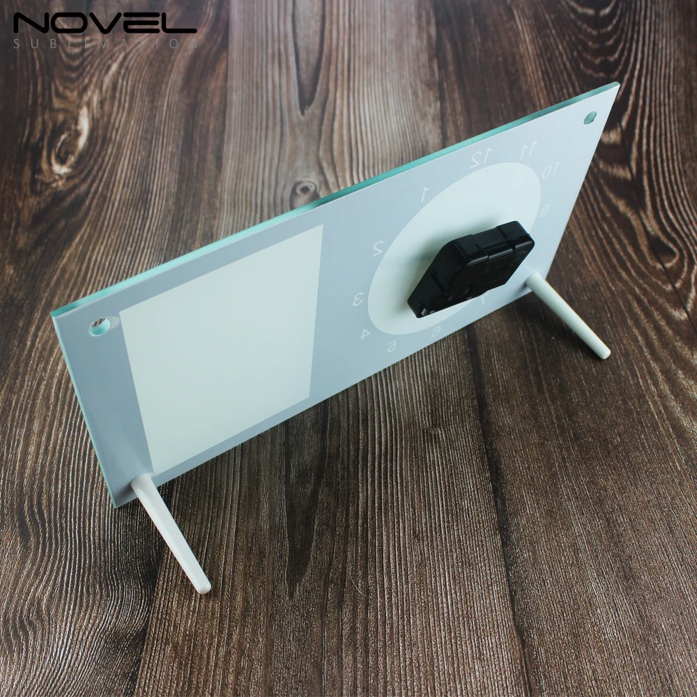 Для сублимационной печати 12 дюймов зеркальная полоса фоторамка стеклянные часы