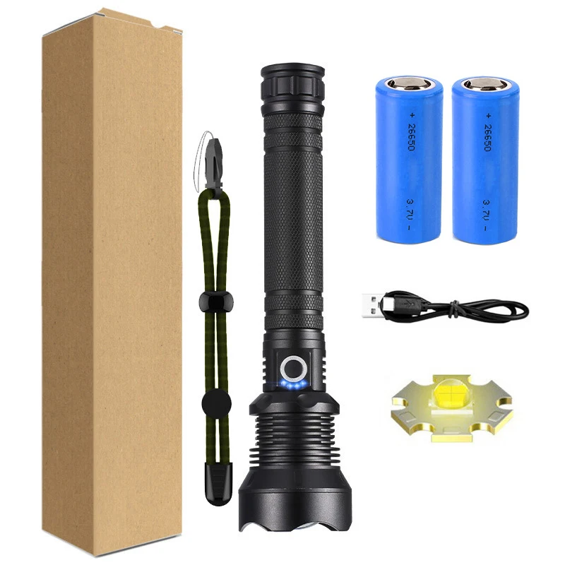 2024 Newest P70 Aluminum Alloy Telescopic Zoom 1000mlong Range USB Rechargeable LED Torch Light High Lumens Tactical Flashlight