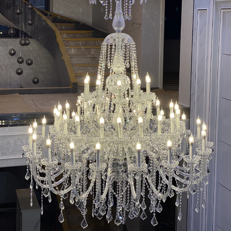 Popular Product Stairway Hotel Lobby Villa Living Room Modern Luxury K9 Crystal Chandelier pendant Light