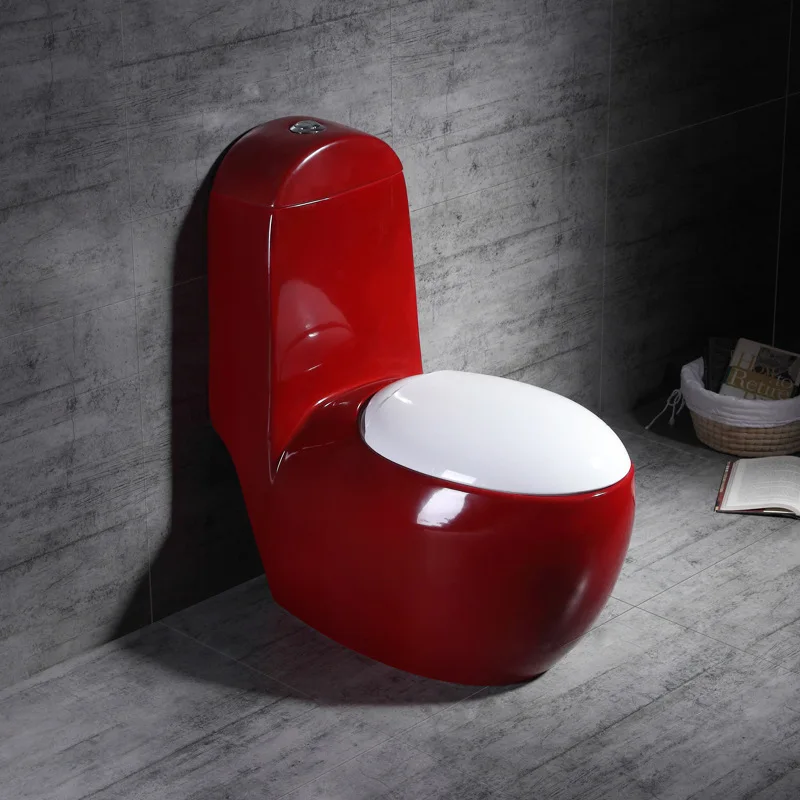 Ordinary household toilet round egg color conjoined floor row toilet rainbow suction toilet