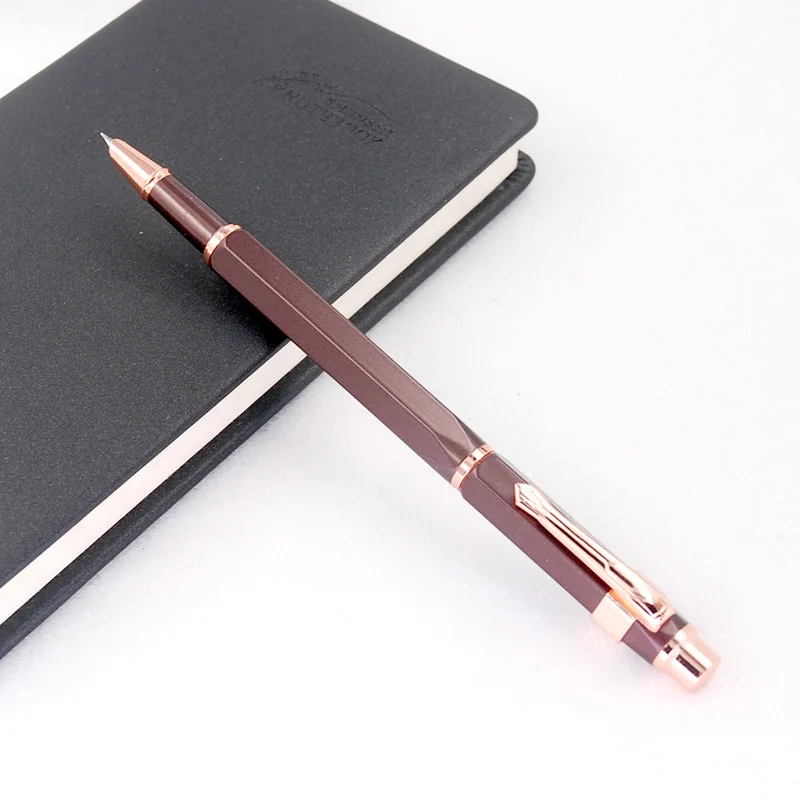 Fine craftsmanship elegant magnificent Luxury Collection Calligraphy Rosegolden Trim Hexagon Retractable Brass Pen Fountain Pen