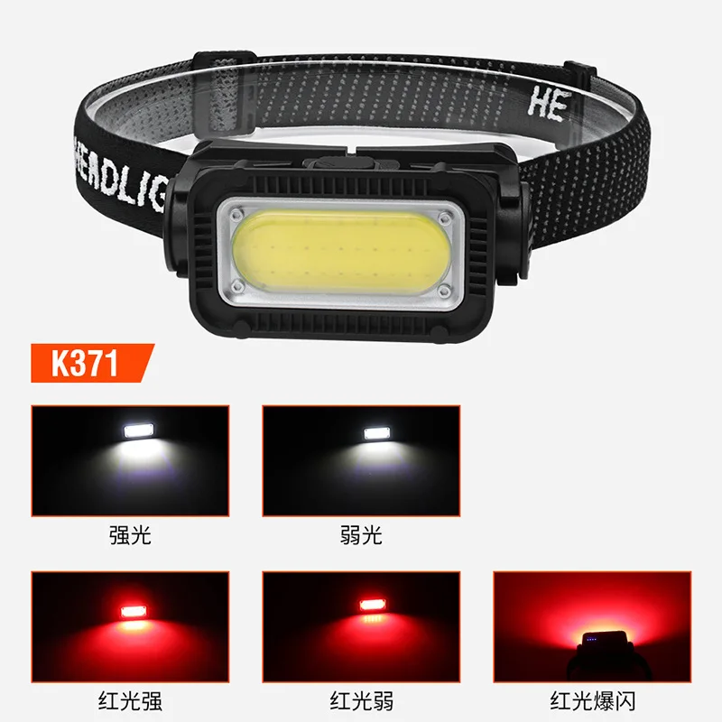 Outdoor Running Climbing Working 1200 mAh Multifunctional Headlight rechargeable ABS Plastic Work Light 450 Lumens Headlight