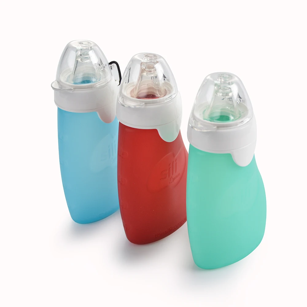 Unique Design Leakproof Feeding Bottle Reusable Food Pouch Silicone Newborn Baby Feeder Feeding Bottle
