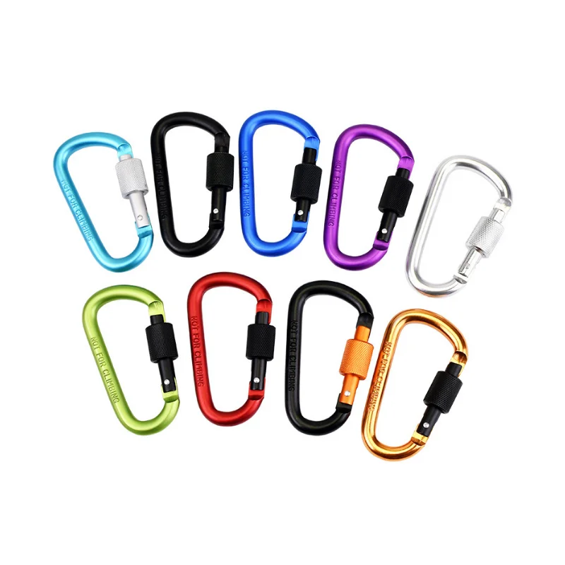 colored metal aluminum d shaped carabiner hook clip snap carabiner keychain