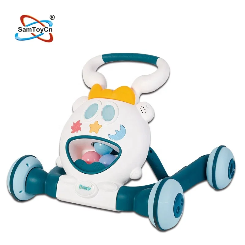 Samtoy Plastic 3 in 1 Baby Walker Multiple Function Handheld Activity Twist Wheels Learning Walk Folding Baby Walker with Music