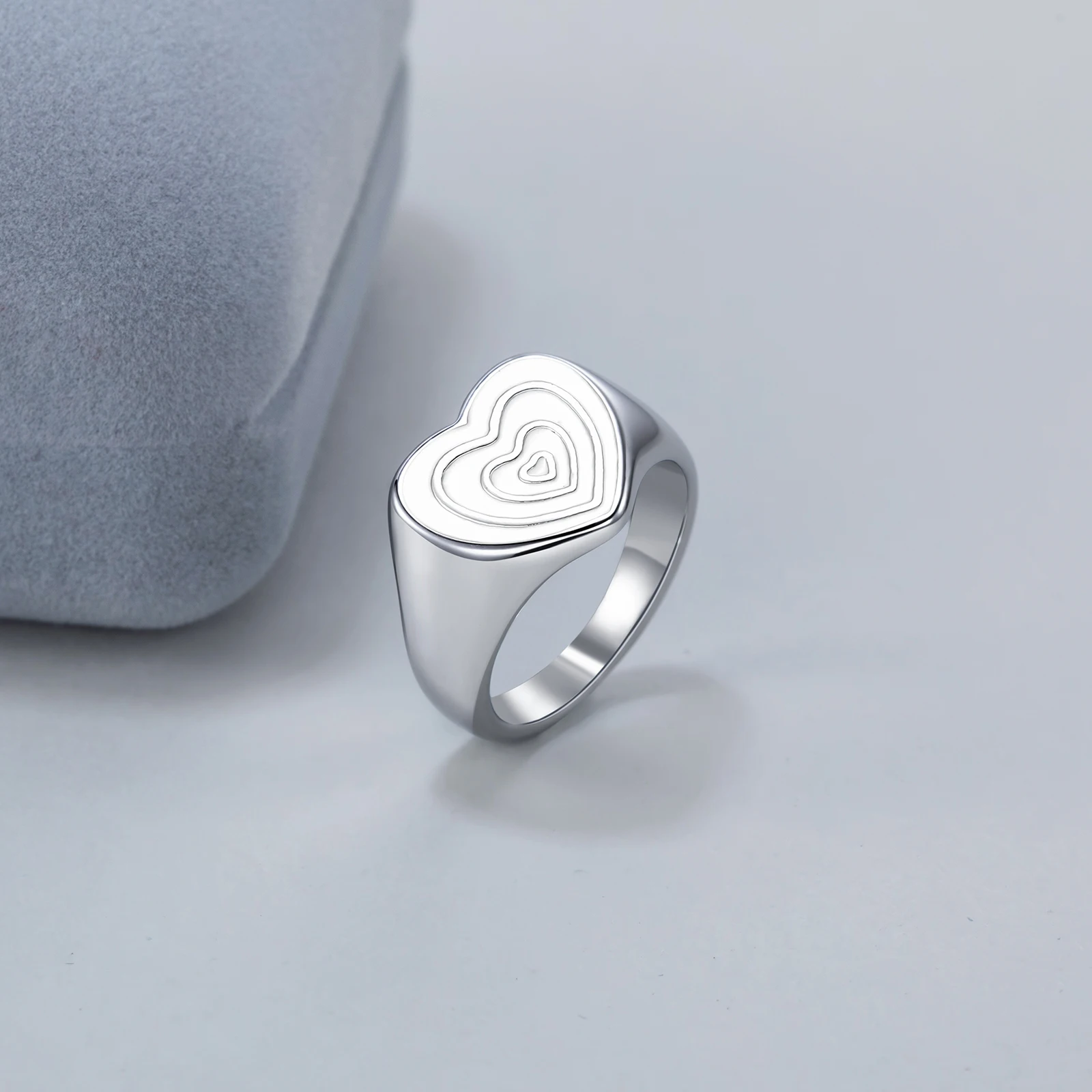 Chunky Ethnic Jewelry Colorful Statement Ring Stainless Steel Enamel Heart Finger Ring