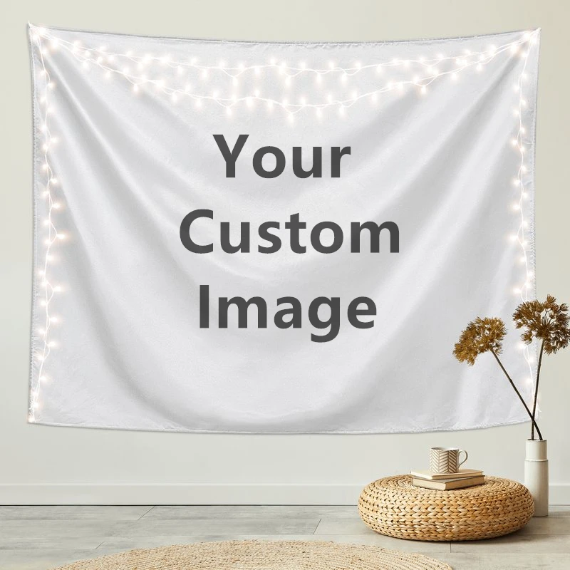 Factory Directly Supply No Moq Home Room Decorative Wall Hang Logo Printing Polyester Fabric Custom Tapestry