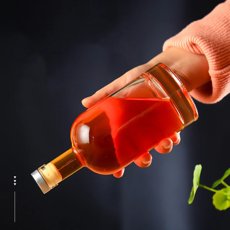 Wholesale Round Shape Bottle 50ml 100ml 200ml 375ml 500ml 700ml 750ml 1 liter Clear Glass Bottle for Gin Vodka Liquor Spirit