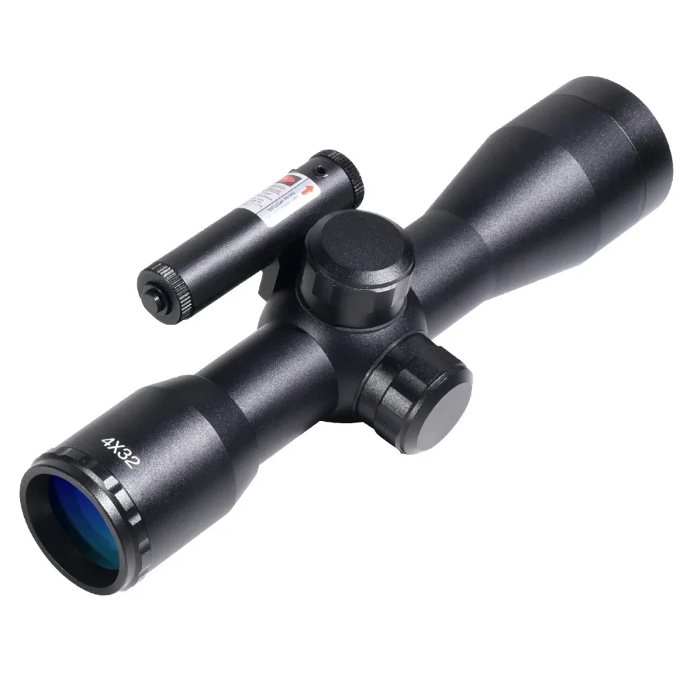 4X32 Optical Sight with Laser Tactical Combination Sight Adjustable Crosshair Outdoor Hunting Sight