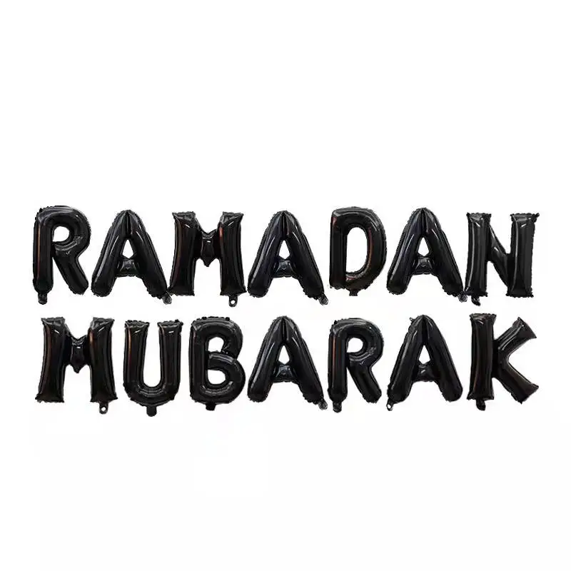 EID 16 Inch Ramadan Mubarak Banner Bunting Foil Balloon for Party Decoration Metallic Aluminum Ballon Ramadan Kareem Decor Ball