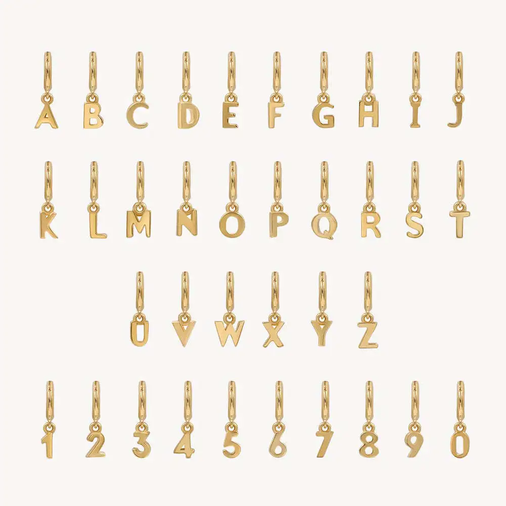 Custom stainless steel charms DIY wholesale 18k gold initial letter Charms digit number charms for jewelry making