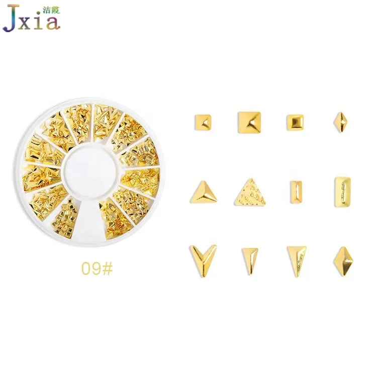 2021 Wholesale 16 Types Moon Heart Mixed Nail Art Designs 3D Metal Alloy Flowers Decoration