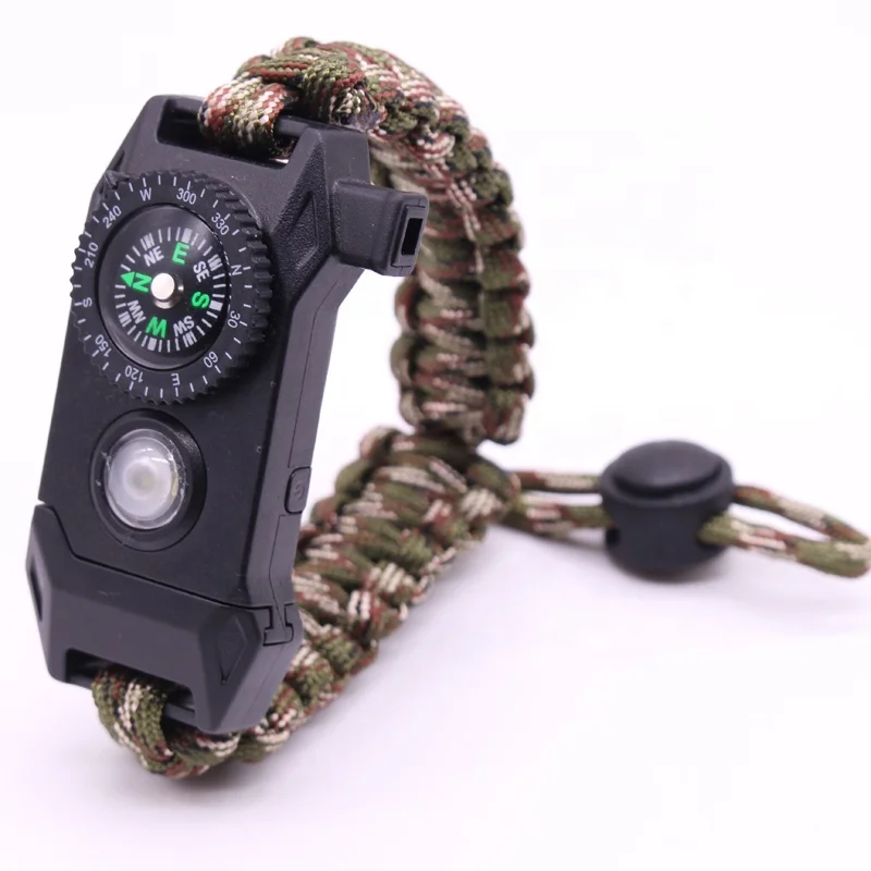 KongBo Outdoor Adjustable Fire Starter LED Survival Paracord Bracelet