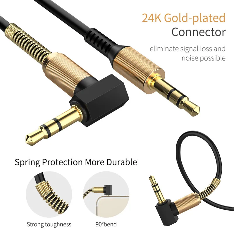 
Spring Earphone Code 3.5mm Jack Male to Male Audio Cable Aux Cable for Car LG Samsung Galaxy 