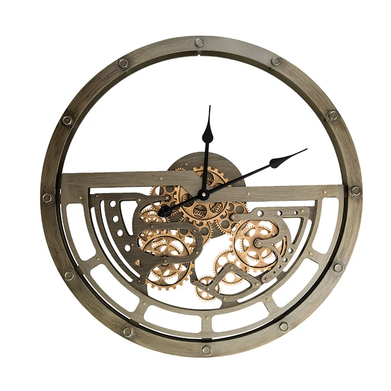65cm Round Vintage Gear Wall Clock Luxury Custom Big Size Large Wall Clock for Home Decorative Hot Sale