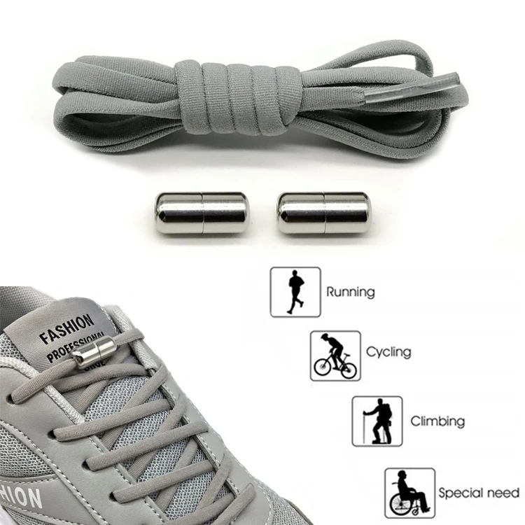 Custom Premium 5mm Oval Bright Yellow No Tie Shoe Laces , 21 Colors Metal Screw Lock Elastic Shoelaces for Adults, Kids, Elderly