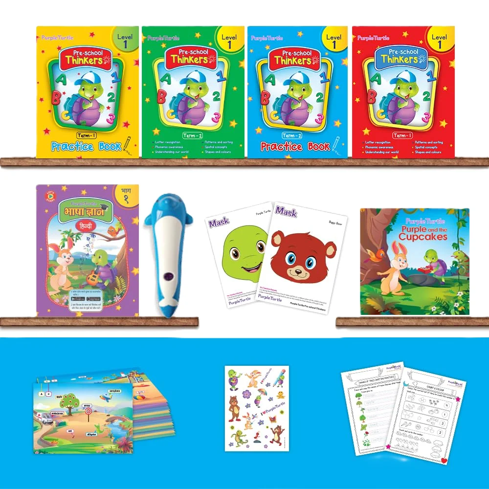 Purple Turtle Preschool Kit with Talking Pen Level For Nursery Kids - The Complete Curriculum Books with Talking Pen
