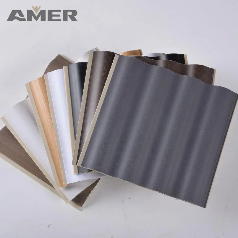 Amer Factory Price 100% Waterproof Selfadhasive Wall Cladding Fluted Panel Wall Cladding Wood Pvc Wpc Interior Wall Panel